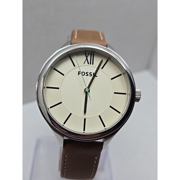 Fossil Suitor BQ3083 Womens Quartz Watch Cream Dial Brown Leather New Battery - Picture 4 of 12